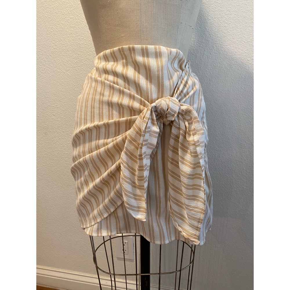 Striped Front Tie Skirt